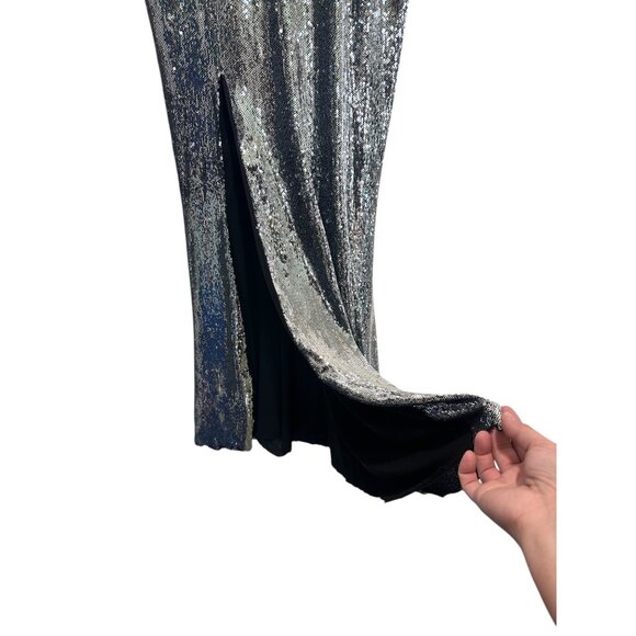 Dress The Population Ingrid Sequin Gown Women Medium Silver Prom Evening Mermaid - Picture 14 of 16